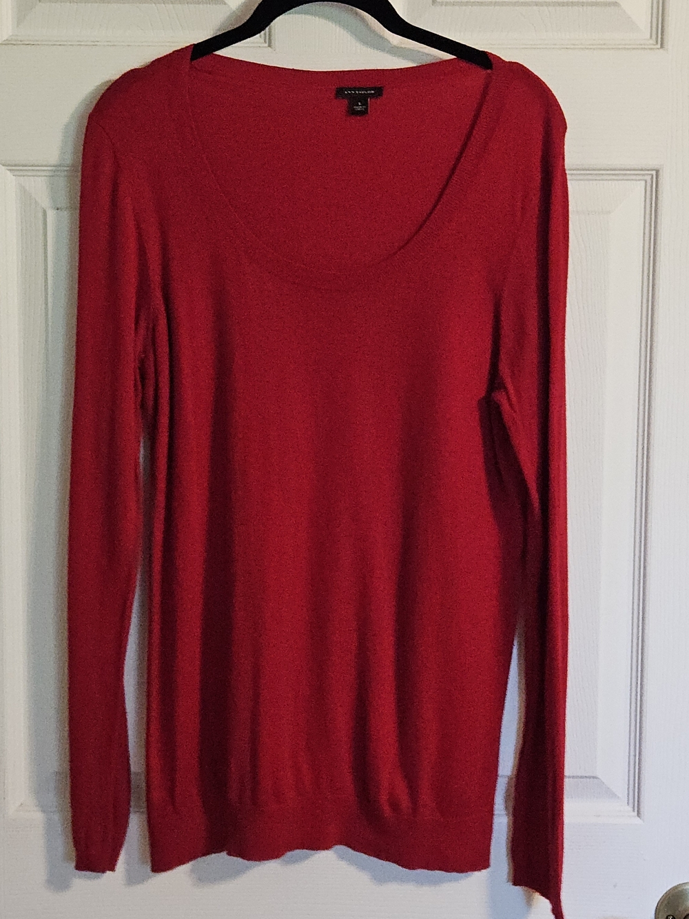 Ann Taylor Red Scoop Neck Sweater